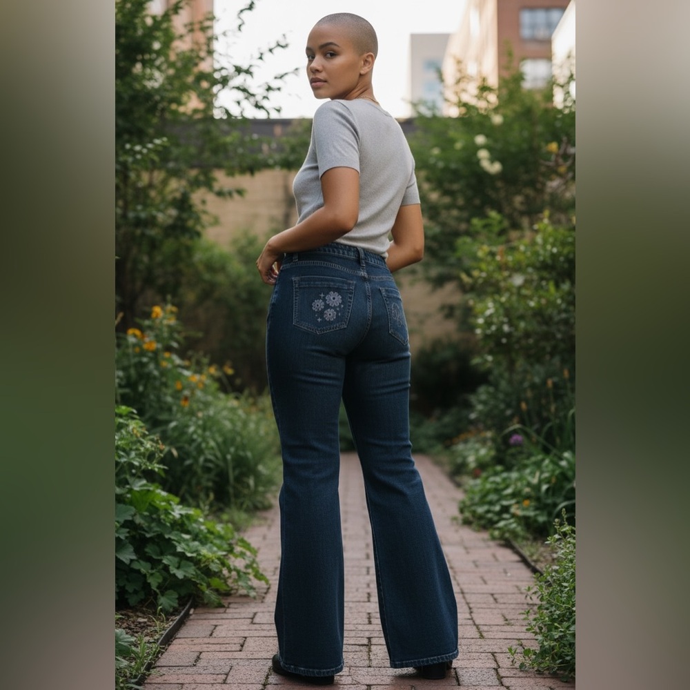 INC International Concepts Dark Blue Butterfly Jeans - Picture 2 of 8